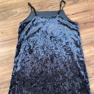 Navy blue crushed velvet dress